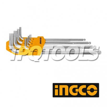 ประแจหกเหลี่ยมหัวบอลยาวพิเศษ 9 ตัว INGCO-HHK12092