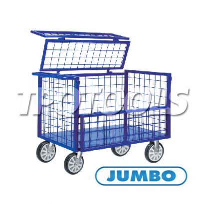 BTL-0711X รถเข็นกรงเหล็กแผงข้างทนทาน 500 กก. (มีฝาบน) JUMBO