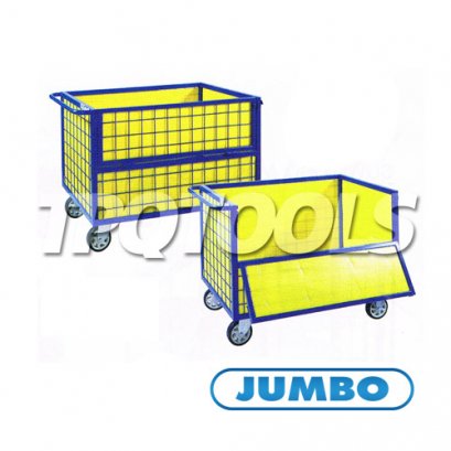 BTM-0711XC รถเข็นกรงเหล็กแผงรุ่นบุพลาสติก 500 กก. (รุ่นไม่มีฝาบน) JUMBO