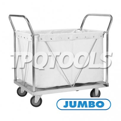 LCD-D6509 รถเข็นผ้าแห้งสแตนเลส (พร้อมถุง) แบบรองรับงานหนัก JUMBO