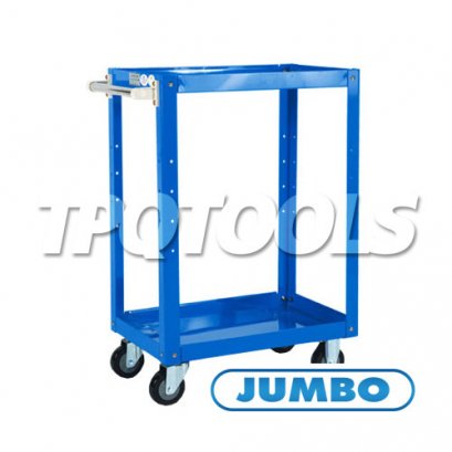 TT2-5007 รถเข็นถาดเหล็กถอดประกอบได้ 2 ชั้น (สีน้ำเงิน) มือจับสแตนเลส ล้อ PU 4 นิ้ว JUMBO