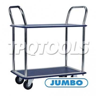 HB-220DN รถเข็นพื้นเหล็ก 2 ชั้นมือจับ 2 ข้าง รับน้ำหนัก 370 กก. JUMBO