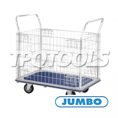 HG-313N รถเข็นพื้นเหล็กชั้นเดียวมือจับ 2 ข้างมีคอกล้อม Tall Panel  รับน้ำหนัก 500 กก. JUMBO