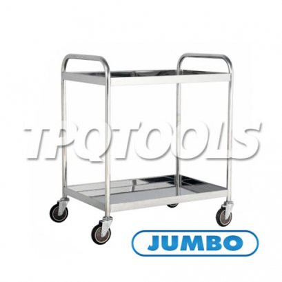ST2-5007D รถเข็นถาดสแตนเลส 2 ชั้น มือจับ 2 ข้าง 745x510x885 มม. รับน้ำหนัก 200กก. JUMBO