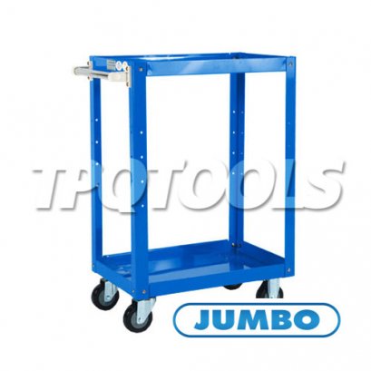 TT2-4006 รถเข็นถาดเหล็กถอดประกอบได้ 2 ชั้น (สีน้ำเงิน) มือจับสแตนเลส ล้อ PU 4 นิ้ว JUMBO