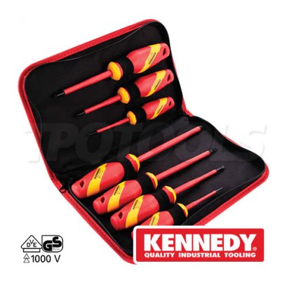 KEN-572-5935N ชุดไขควงช่าง 7 ตัวชุด VDE1000V ด้ามฉนวนกันไฟฟ้า KENENDY 7 PCS. INSULATED VDE SCREWDRIVER SET