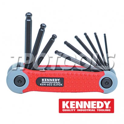 KEN-602-8390K ชุดประแจหกเหลี่ยมหัวบอล 9 ตัว (5/64 - 1/4 นิ้ว) KENNEDY