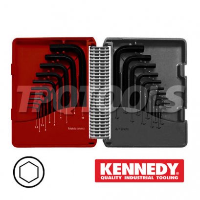KEN-601-1060K ประแจหกเหลี่ยมหัวตัด มิล/นิ้ว ขนาด 1.5-10 มม./1/16&quot;-3/8&quot; (20 ตัวชุด)