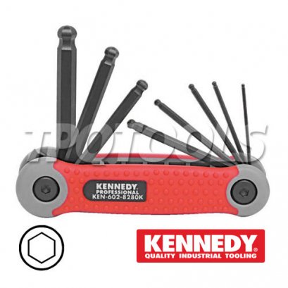 KEN-602-8280K ชุดประแจหกเหลี่ยม หัวบอล 8 ตัว (1.5 - 8 มม.) KENNEDY