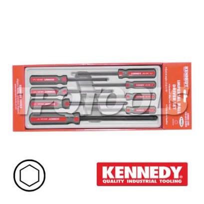 KEN-602-2640K ชุดประแจหกเหลี่ยมหัวบอลด้ามไขควง 8 ตัว (1/16 - 3/8 นิ้ว) KENNEDY