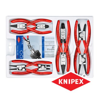 KNIPEX 002004V01 ชุดคีมถ่างแหวน-หุบแหวน 8 ตัวชุด (44,46) ในถาดพลาสติก KNIPEX คะนิเพค คีมช่างมืออาชีพอันดับ 1 MADE IN GERMANY