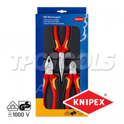 KNIPEX 002012 คีมชุดกันไฟ 3 ตัว/ชุด ในถาดพลาสติก Electro Set VDE1000V KNIPEX คะนิเพค คีมช่างมืออาชีพอันดับ 1 MADE IN GERMANY