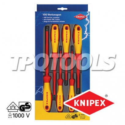 KNIPEX 002012V01 ชุดไขควงปากแบน-แฉกหุ้มฉนวน 6 ตัวชุด VDE1000V KNIPEX คะนิเพค คีมช่างมืออาชีพอันดับ 1 MADE IN GERMANY