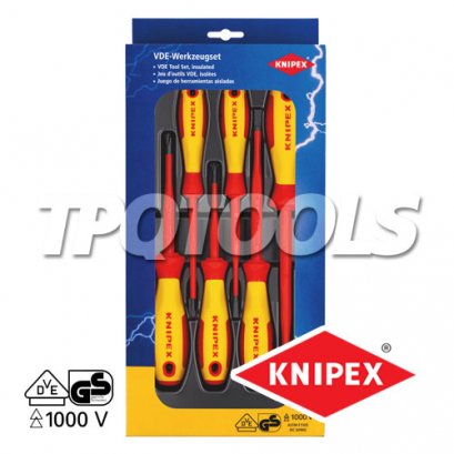 KNIPEX 002012V02 ชุดไขควงปากแบน-แฉกหุ้มฉนวน 6 ตัวชุด ด้ามสลิม VDE1000V KNIPEX คะนิเพค คีมช่างมืออาชีพอันดับ 1 MADE IN GERMANY