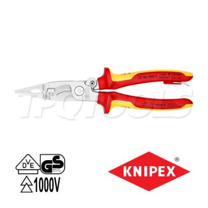 KNIPEX 1396200T คีมช่างปากรวม / คีมสำหรับติดตั้งงานไฟฟ้า 8 นิ้ว (200 มม.) ด้ามฉนวนกันไฟฟ้า VDE1000V &quot;มีหูกันตก ตะขอแขวน&quot; ELECTRICAL INSTALLATION PLIERS KNIPEX คะนิเพค คีมช่างมืออาชีพอันดับ 1 MADE IN GERMANY
