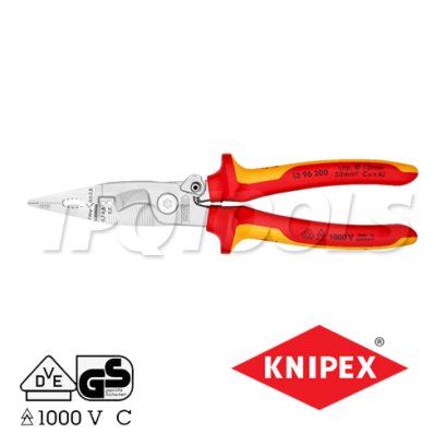 KNIPEX 1396200 คีมช่างปากรวม / คีมสำหรับติดตั้งงานไฟฟ้า 8 นิ้ว (200 มม.) ด้ามฉนวนกันไฟฟ้า VDE1000 / ELECTRICAL INSTALLATION PLIERS KNIPEX คะนิเพค คีมช่างมืออาชีพอันดับ 1 MADE IN GERMANY