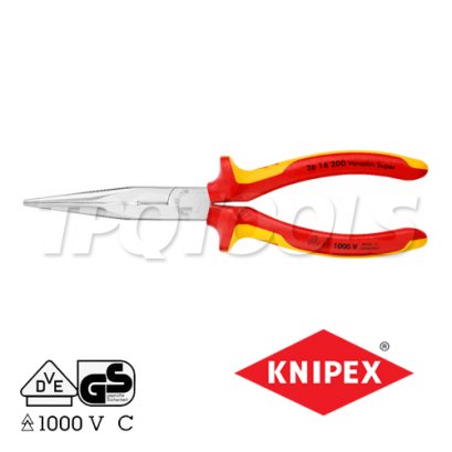 KNIPEX 2616200 คีมปากแหลมแบน ขนาด 8 นิ้ว ด้ามฉนวนกันไฟฟ้า VDE1000 KNIPEX คะนิเพค คีมช่างมืออาชีพอันดับ 1 MADE IN GERMANY