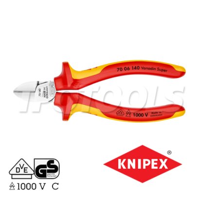 KNIPEX 7006140 คีมตัดปากเฉียง ขนาด 140 มม. / 5 นิ้ว ด้ามฉนวนกันไฟฟ้า VDE1000 KNIPEX คะนิเพค คีมช่างมืออาชีพอันดับ 1 MADE IN GERMANY