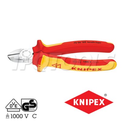 KNIPEX 7006160 คีมตัดปากเฉียง ขนาด 160 มม. / 6 นิ้ว ด้ามฉนวนกันไฟฟ้า VDE1000 KNIPEX คะนิเพค คีมช่างมืออาชีพอันดับ 1 MADE IN GERMANY