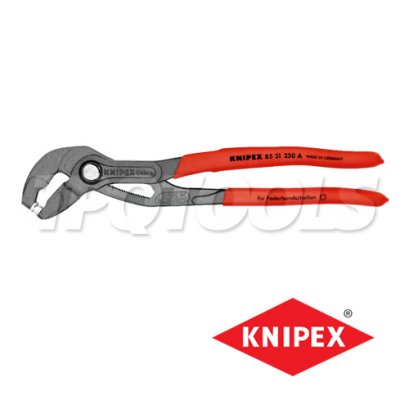 KNIPEX 8551250A คีมสำหรับรัดท่อแบบสปริง ขนาดรัดท่อสูงสุด 70 มม. ความยาว 10 นิ้ว /250 มม.เหล็กรมดำ ด้ามพลาสติกกันลื่น KNIPEX คะนิเพค คีมช่างมืออาชีพอันดับ 1 MADE IN GERMANY