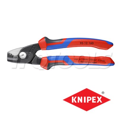 KNIPEX 9512160 กรรไกรตัดสายไฟ-สายเคเบิ้ล ความยาวทั้งตัว 160 มม. หัวขัดด้าน/เงา ด้าม TWOTONE KNIPEX คะนิเพค คีมช่างมืออาชีพอันดับ 1 MADE IN GERMANY