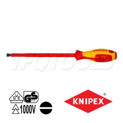 KNIPEX 982010 ไขควงปากแบน ขนาดหัว 1.0x 200x320 มม. (หัวไขควง+ความยาวแกน+ความยาวทั้งตัว) VDE1000V ด้ามฉนวนกันไฟฟ้า KNIPEX คะนิเพค คีมช่างมืออาชีพอันดับ 1 MADE IN GERMANY