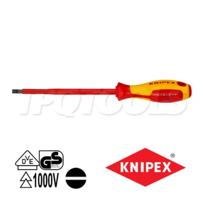 KNIPEX 982065 ไขควงปากแบน ขนาดหัว 6.5x150x262 มม. (หัวไขควง+ความยาวแกน+ความยาวทั้งตัว) VDE1000V ด้ามฉนวนกันไฟฟ้า KNIPEX คะนิเพค คีมช่างมืออาชีพอันดับ 1 MADE IN GERMANY