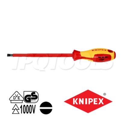 KNIPEX 982080 ไขควงปากแบน  ขนาดหัว 8x175x295 มม. (หัวไขควง+ความยาวแกน+ความยาวทั้งตัว) VDE1000V ด้ามฉนวนกันไฟฟ้า KNIPEX คะนิเพค คีมช่างมืออาชีพอันดับ 1 MADE IN GERMANY