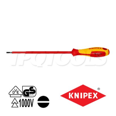 KNIPEX 982145 ไขควงปากแบน ขนาดหัว 4.5x180x287 มม. (หัวไขควง+ความยาวแกน+ความยาวทั้งตัว) VDE1000V ด้ามฉนวนกันไฟฟ้า KNIPEX คะนิเพค คีมช่างมืออาชีพอันดับ 1 MADE IN GERMANY