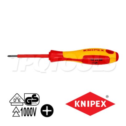 KNIPEX 982400 ไขควงปากแฉก  ขนาดหัว PH0x60x162 มม. (หัวไขควง+ความยาวแกน+ความยาวทั้งตัว) VDE1000V ด้ามฉนวนกันไฟฟ้า KNIPEX คะนิเพค คีมช่างมืออาชีพอันดับ 1 MADE IN GERMANY