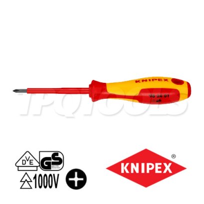 KNIPEX 982401 ไขควงปากแฉก ขนาดหัว PH1x80x187 มม. (หัวไขควง+ความยาวแกน+ความยาวทั้งตัว) VDE1000V ด้ามฉนวนกันไฟฟ้า KNIPEX คะนิเพค คีมช่างมืออาชีพอันดับ 1 MADE IN GERMANY