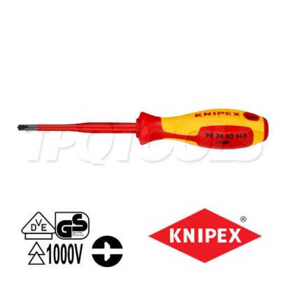 KNIPEX 982402SLS ไขควงแกนสลิมสำหรับสกรูหัวแบน-แฉก VDE1000V ด้ามฉนวนการไฟฟ้า ขนาดหัว PH/S2x100x212 มม. (หัวไขควง+ความยาวแกน+ความยาวทั้งตัว) KNIPEX คะนิเพค คีมช่างมืออาชีพอันดับ 1 MADE IN GERMANY