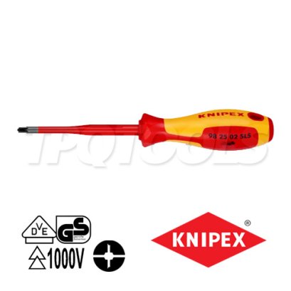 KNIPEX 982502SLS ไขควงแกนสลิมปาก PZ+แบน ขนาดหัว PZ/S2x100x212 มม. (หัวไขควง+ความยาวแกน+ความยาวทั้งตัว) VDE1000V ด้ามฉนวนการไฟฟ้า KNIPEX คะนิเพค คีมช่างมืออาชีพอันดับ 1 MADE IN GERMANY