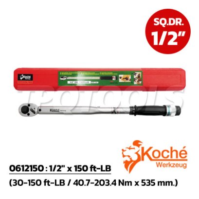 KCH0612150 ประแจขันปอนด์ด้ามออโตเมติค SQ.DR.1/2&quot; x 150 ft-LB