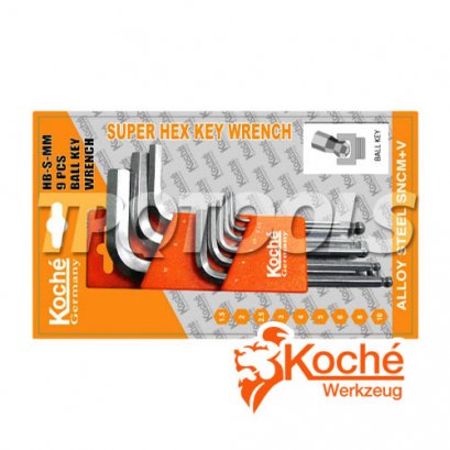 ชุดประแจหกเหลี่ยมตัวสั้นหัวบอล KCHW02S_inch