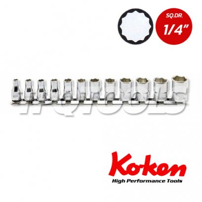 RS2405M/12 ลูกบล็อก สั้น 12P ชุด 12 ชิ้น SQ.DR.1/4&quot; Socket Set on Rail