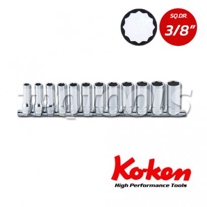 RS3305M/12 ลูกบล็อก ยาว 12P ชุด 12 ชิ้น SQ.DR.3/8&quot;  Deep Socket Set on Rail