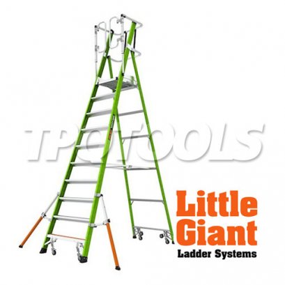 LG19710146 บันไดไฟเบอร์กลาส 10&#039; พร้อมขาค้ำ Safety Cage 2.0 No.19710-146 LITTLE GIANT