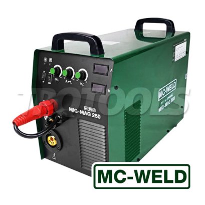 MIG-MAG250 "MC-WELD" เครื่องเชื่อมไฟฟ้า ซีโอทู MC-WELD MIG-MAG 250 ความสามารถในการทำงาน 100% Duty Cycle แรงดันไฟฟ้า AC 220V กระแสไฟเชื่อม 50-250A เชื่อมต่อเนื่องได้สบายไม่มีสะดุด แม็กเวล