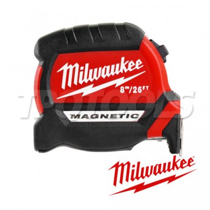 48-22-0626 (076002493) ตลับเมตร 8 เมตร / 26 ฟุต MILWAUKEE COMPACT MAGNETIC