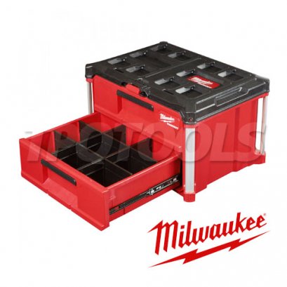 48-22-8442 (129305677) กล่องเครื่องมือ PACKOUT 2 ลิ้นชัก MILWAUKEE