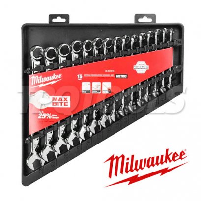 48-22-9515 (006060602) ชุดประแจแหวนข้าง ปากตาย 15 ชิ้น MILWAUKEE