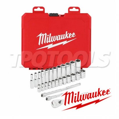 4932464943 (006074502) ชุดประแจบล็อก 1/4&quot; 28 ชิ้น MILWAUKEE