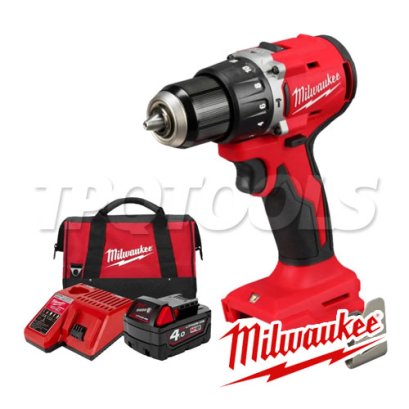 M18 BLPDRC-401B (018739026) ชุดสว่านกระแทกไร้สาย 18V พร้อมแบต+แท่นชาร์จ+กระเป๋าเครื่องมือช่าง M18 REDSTART MILWAUKEE (มิลวอคกี้)