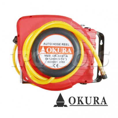 OK-A09/8X12 ชุดเก็บสายลมอัตโนมัติ ขนาด 8 x 12 มม.ยาว 9 เมตร OKURA AUTOMATIC AIR HOSE REEL