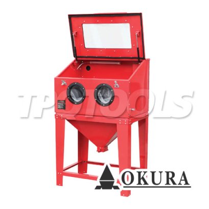 C-OK-SBC220U ตู้พ่นทราย (ฝาเปิดบน) ขนาดหัว 4,5,6,7 มม. ปริมาณลม 40-120PSI ขนาดสายพ่นทราย 13x680 มม. OKURA