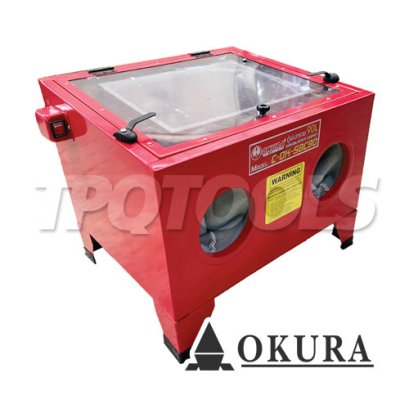C-OK-SBC90 ตู้พ่นทราย ขนาดหัว 4,5,6,7 มม. ปริมาณลม 40-120PSI ขนาดสายพ่นทราย 13x680 มม. OKURA