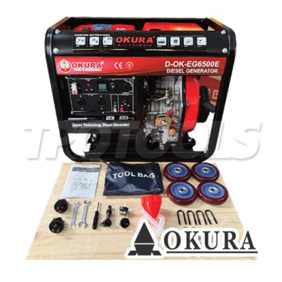 D-OK-EG6500E เครื่องกำเนิดไฟฟ้าเครื่องยนต์ดีเซล 220V/50Hz Single Phase กำลังไฟใช้งาน 4.5KW-5.0KW OKURA Diesel Generator