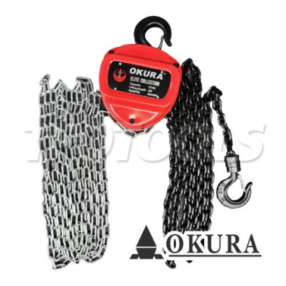 E-OKE-CB0103 รอกโซ่มือสาวขนาด 1 ตัน (1000 กก.) โซ่ยาว 3 เมตร รุ่น โอกุระอีลิท เหมาะสำหรับทุ่นแรง พร้อมใบเซอร์รับรอง &quot;OKURA&quot;