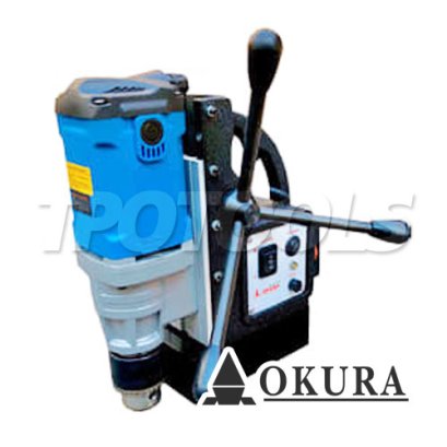 OK-16RE สว่านแท่นแม่เหล็ก 16 มม. ปรับรอบได้ 100-830 RPM ปรับความเร็วรอบได้ (มาพร้อมหัวสว่านใช้กับดอกสว่านทั่วไป-ดอกสว่านก้านลด) OKURA